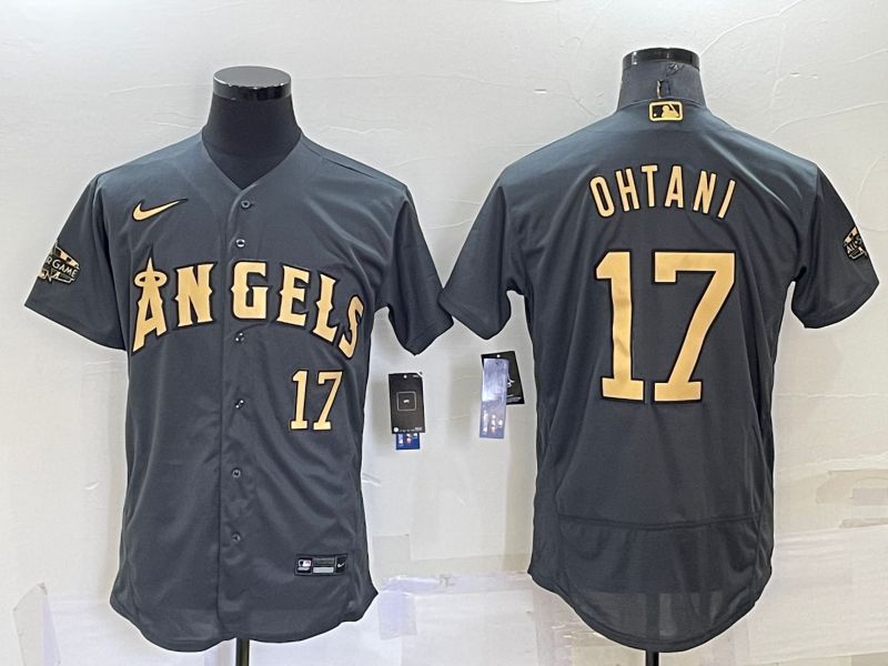 Men Los Angeles Angels #17 Ohtani Grey 2022 All Star Elite Nike MLB Jersey